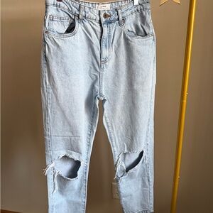 Cotton On Light Blue Distressed Mom Jeans
